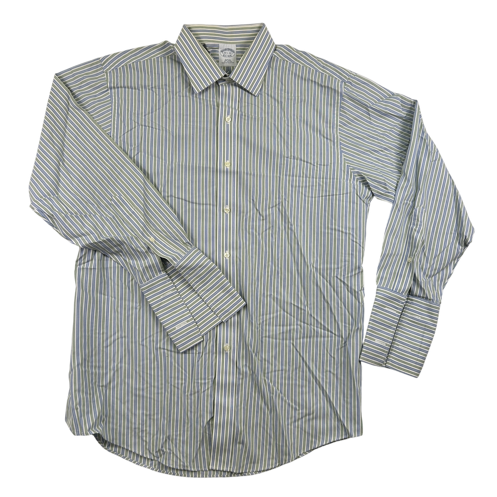 Brooks Brothers Dress Shirt Mens 16.5 Slim Fit Striped Non-Iron Wrinkle Resistan